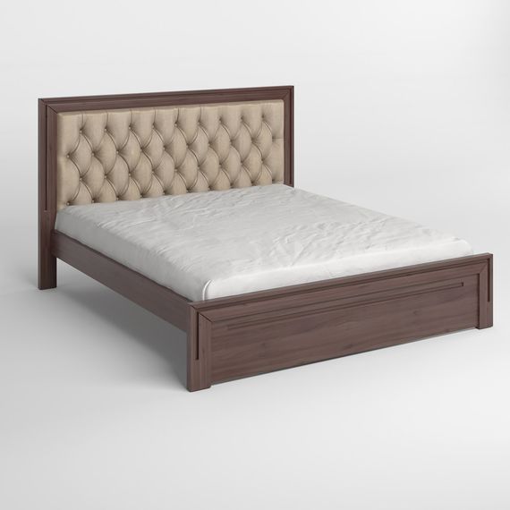 Двоспальне дерев&#039;яне ліжко Mebigrand Торонто Т3 Горіх темний/Аляска 23 (бежевий) 160х200 см (MBG-7789) | Зображення 1