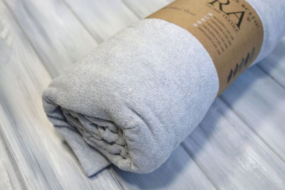 Простирадло 90x200+25см махрове на резинці Світло-сіре | Зображення 1