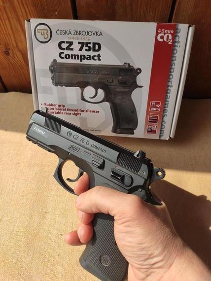 Пневматический пистолет ASG CZ 75D Compact BB кал.4.5 Пневматика Пневматическое оружие Пистолет пневматический | Зображення 1