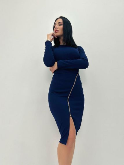 Женское стильное трикотажное платье с молнией GF08572 цвет темно-синий, размер 46/48 | Зображення 3