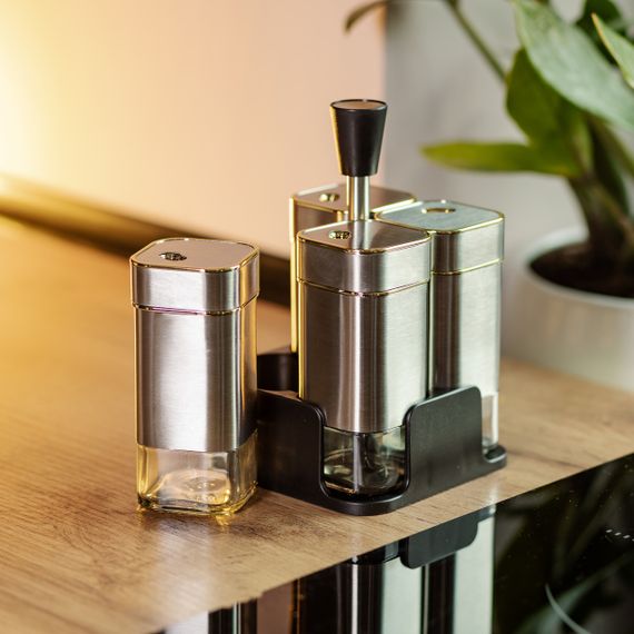 Набор емкостей для специй 4 шт на подставке 120 мл Хром HP-1318 | Зображення 6