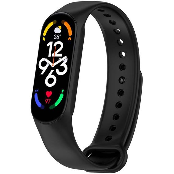 Силиконовый ремешок для Xiaomi Mi Band 7/6/5/4/3 Черный / Black