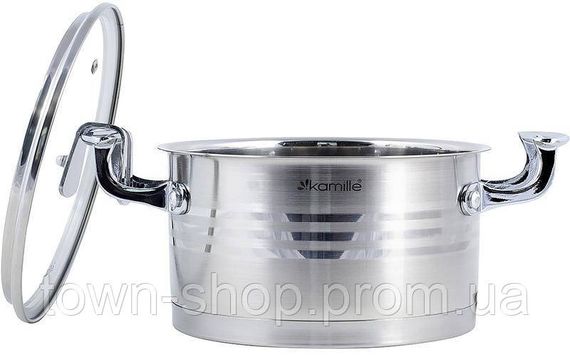 Набор 2 кастрюли Kamille Casserote 1.5л и 2.4л из нержавеющей стали со стеклянными крышками KM-5860 | Зображення 3
