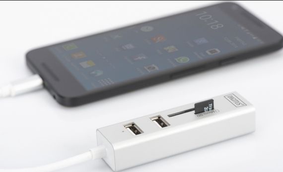 Концентратор DIGITUS USB 2.0 (AF/Type-C) OTG (кардридер+USBx2) (DA-70243) | Зображення 3
