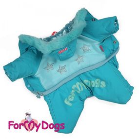 Зимний комбинезон для собак For My Dogs "Звездочки из камней" голубой