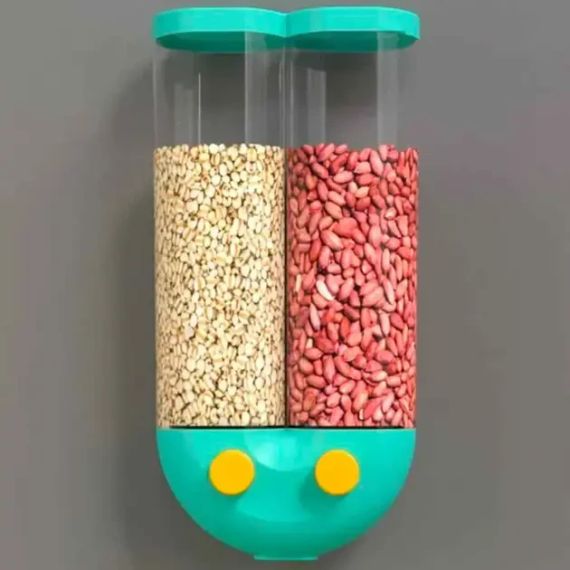 Диспенсер для круп з дозатором на 2 секції, до 2кг / Органайзер для сипучих продуктів | Зображення 2