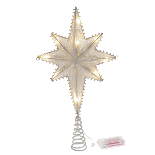 Верхівка на ялинку LED Зірка з підсвічуванням (10 LED/батарейки 2*AA) 40см білий БОНА ДИ