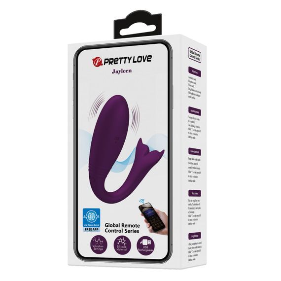 Вібратор для двох PRETTY LOVE Jayleen, 12 vibration functions Mobile APP Long-distance Control Sex Aura | Зображення 1