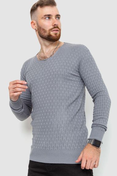 Светр чоловічий однотонний, колір сірий, 235R1394 | Зображення 2