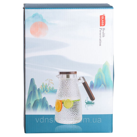 Заварник скляний для чаю 2 л Чайник для заварювання з ручкою прозорий HP-34-32 | Зображення 7