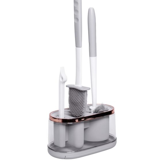 Набір для туалету настінний 3 в 1: 2 йоржики + щітка, йорж для унітазу силіконовий з щіткою йоржик для унітазу HP-35015-47G | Зображення 4