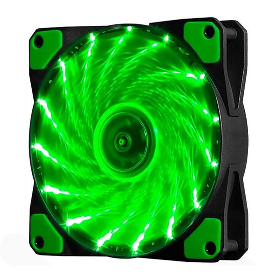 Кулер корпусний 12025 DC sleeve fan 4pin - 120 * 120 * 25мм, 12V, 1100об / хв, 15LED, Green | Зображення 1