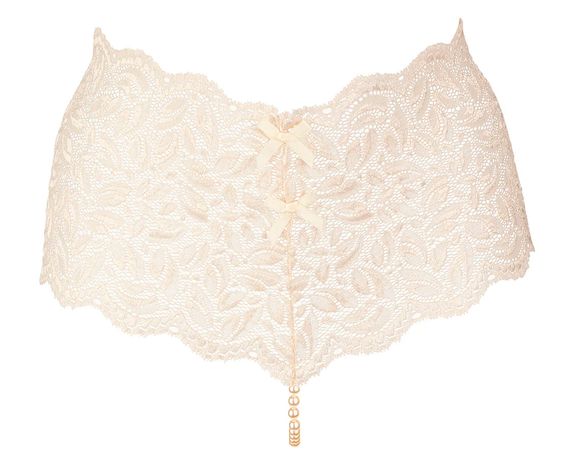 Кружевные трусики с высокой талией и ниткой из жемчуга Bracli Culotte, Экри, Свадебное бельё, M, M