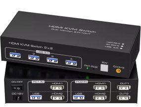HDMI Dual Monitor KVM Switch для 2 компьютеров и 2 мониторов