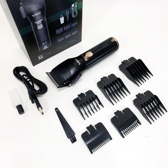 Акумуляторна машинка для стрижки волосся VGR V-280 з дисплеєм та насадками якісна. Колір: чорний | Зображення 6