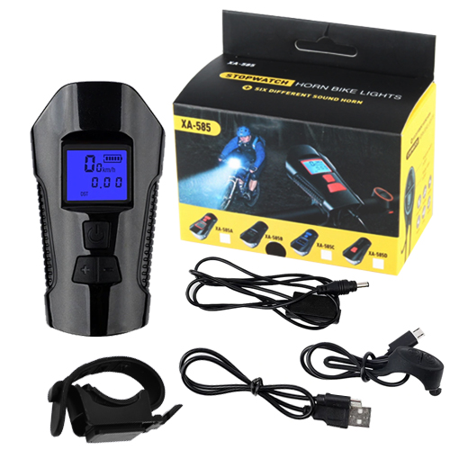 Велосипедный фонарь + компьютер + звонок  XA-585-T6+2LED, micro USB, встроенный аккумулятор | Зображення 3