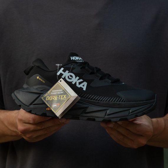 Кросівки демісезонні шкіряні Hoka підкладка Gore-Tex колір чорний | Зображення 3