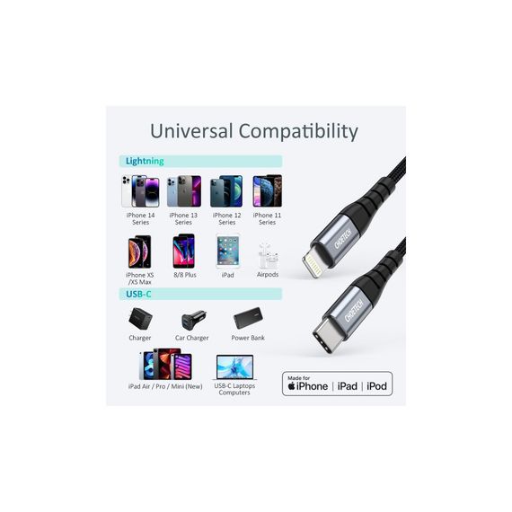 Дата кабель USB-C to Lightning 2.0m MFI Choetech (IP0041-BK) | Зображення 6