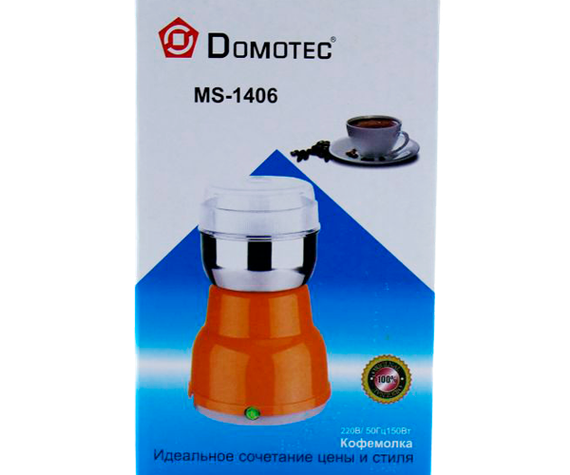 Кофемолка роторная для дома 150 г Domotec MS-1406 оранжевая 150W (lp-84398_226) | Зображення 5
