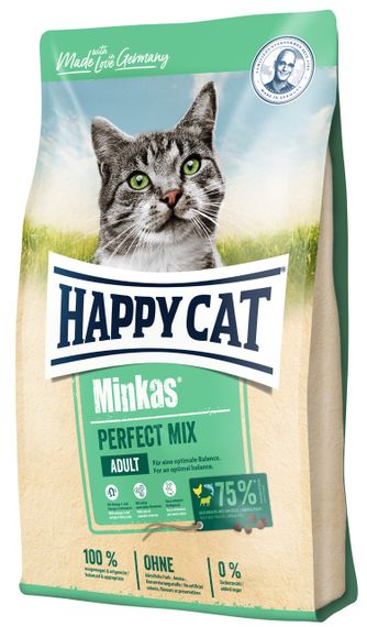 Сухий корм для котів з птицею, ягнятком та рибою Happy Cat Minkas Perfect Mix, 500 гр