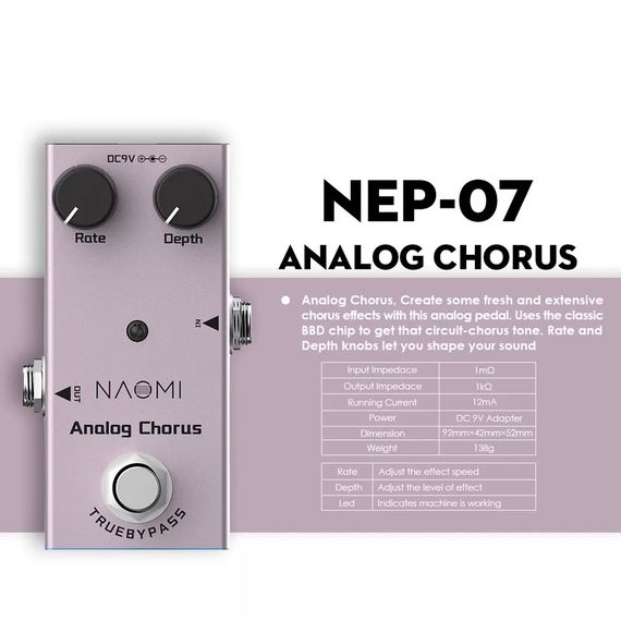 Гітарна педаль ефектів хорус Naomi Analog chorus для електрогітари гітари | Зображення 1