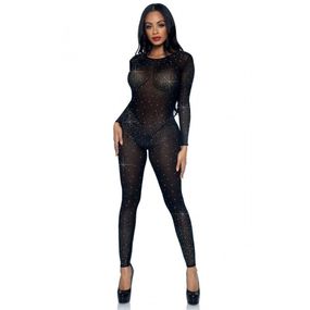 Полупрозрачный комбинезон Leg Avenue Rhinestone со стразами и вырезом на спине, черный, M Sex Aura