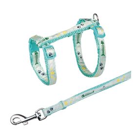 Шлейка з повідцем Trixie для котів принт з рибками нейлон 23-39 см/10 мм