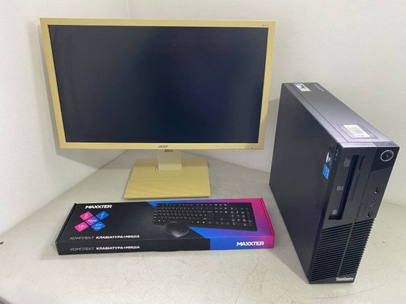 Комплект ПК: комп'ютер Lenovo ThinkCentre M72e SFF / Intel Core i5-3470 (4 ядра по 3,2 -3,6 ГГц) / 8 ГБ DDR3 / 250 ГБ HDD / Intel HD Graphics 2500 / DVD-ROM + Монітор Б-клас Acer B246HL / 24" (1920x1080) TN б/в | Зображення 1