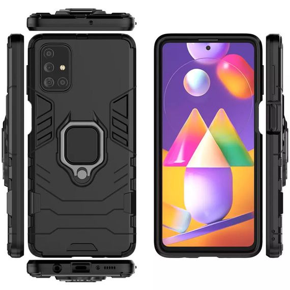 Ударостійкий чохол Transformer Ring for Magnet для Samsung Galaxy M31s Black | Зображення 1