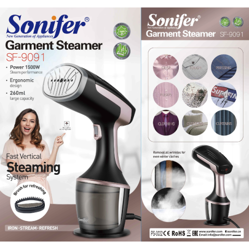 Ручний відпарювач для одягу Sonifer SF-9091 (1500 Вт) | Вертикальний відпарювач з насадкою-щіткою та резервуаром 260 мл