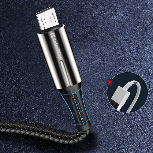 Кабель USB MicroUSB ColorWay CW-CBUM035-BK 2,4A плетений шнур 1м чорний | Зображення 7