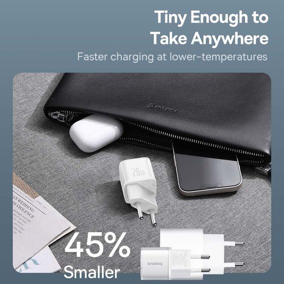 СЗУ Baseus GaN5S OS 20W (1USB-C) (P10162503) Moon White | Зображення 5