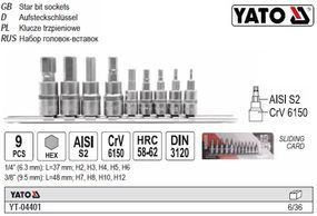Набор головок YATO Польща 6 граней 1/2" 3/8" М2-М12 9 штук YT-04401