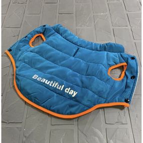 Жилетка для собакBeautiful day с оранжевым кантом, синяя