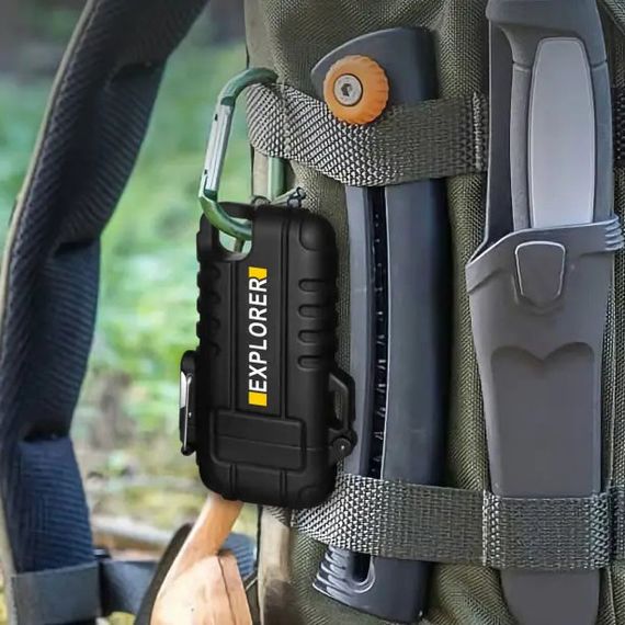 Дугова електроімпульсна запальничка водонепроникна EXPLORER HL-516, акумуляторна. Колір: чорний | Зображення 3