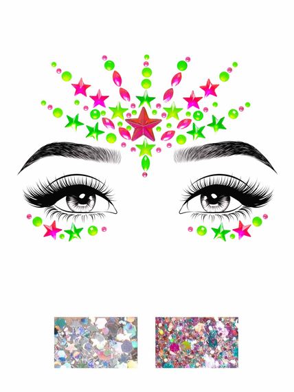 Наклейка із коштовностями Leg AvenueVibe Neon Face jewels sticker O/S
