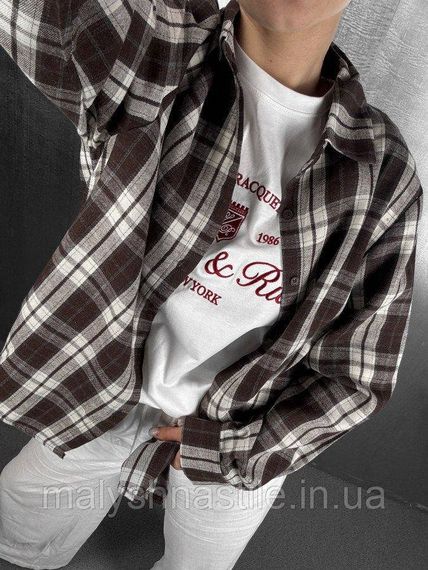 Women's checkered shirt brown/white DL7310 | Зображення 6