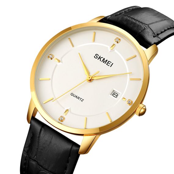 Skmei 1801LGDWT Gold-White Leather | Зображення 1