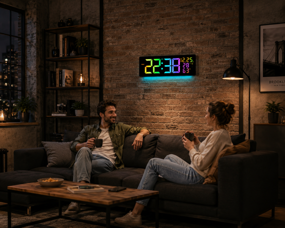 Настінний годинник 6669R/ Електронний LED-годинник/RGB годинник з пультом | Зображення 3