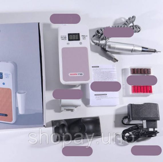 Портативный Фрезер для ногтей Nail Drill YT-928 аккумуляторный с индикатором заряда на 35 000 оборотов | Зображення 4