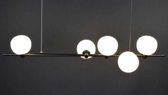 Люстра підвісна на 5 лампочок 27857 Чорний 25-110х24х101 см. | Зображення 2