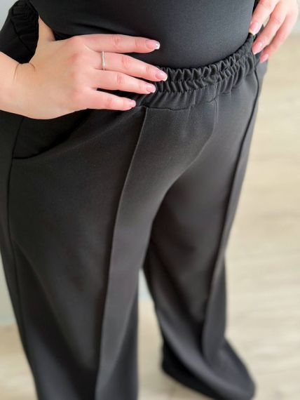 Женские трикотажные штаны палаццо со стрелками BR1727 цвет черный, размер 60/62 | Зображення 2