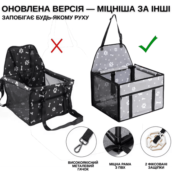 Сумка в Авто Для Собаки Кішки Автокрісло Переноска Складна Для Перевезення Тварин | Зображення 1