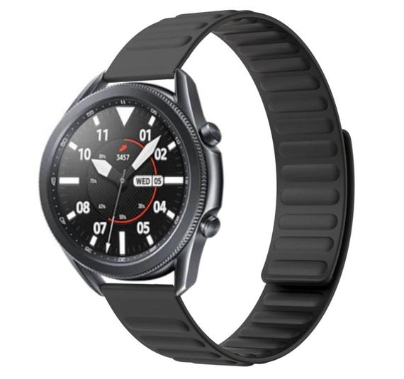 Силиконовый магнитный ремешок Primolux Magnet для часов Samsung Galaxy Watch 3 45mm SM-R840 - Black