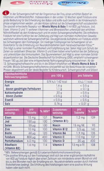 Вітаміни "Mivolis Mama & Baby" для вагітних жінок та жінок, що планують вагітність, 30 шт., Німеччина | Зображення 1