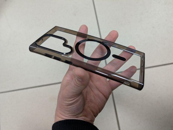 Чехол для Samsung Galaxy S22 Ultra / Самсунг Гелакси С22 Ультра, прозрачный, с MagSafe, черный | Зображення 4