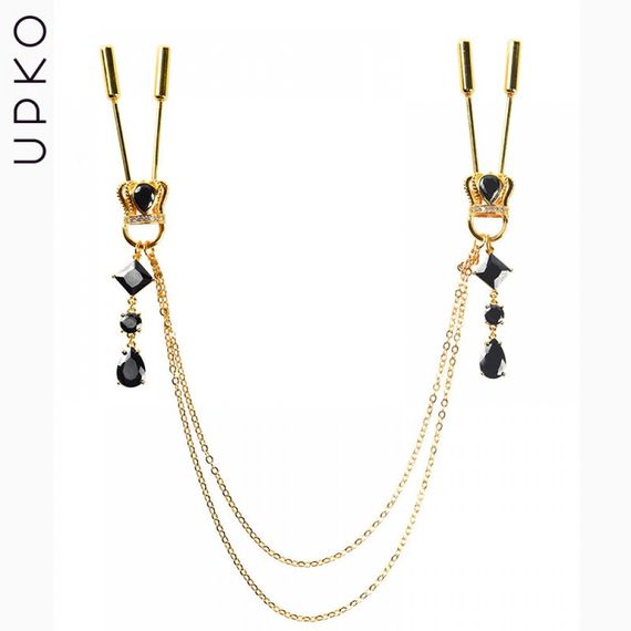 Затискачі для сосків UPKO на ланцюжку у вигляді корони з підвісками sexstyle | Зображення 1