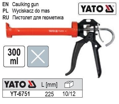 Пистолет для герметика YATO пістолет герметиків l=225 мм YT-6751