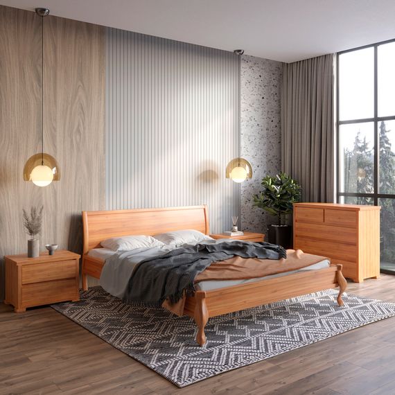 Двоспальне дерев'яне ліжко Mebigrand Палермо Вільха 180х190 см (MBG-11387)