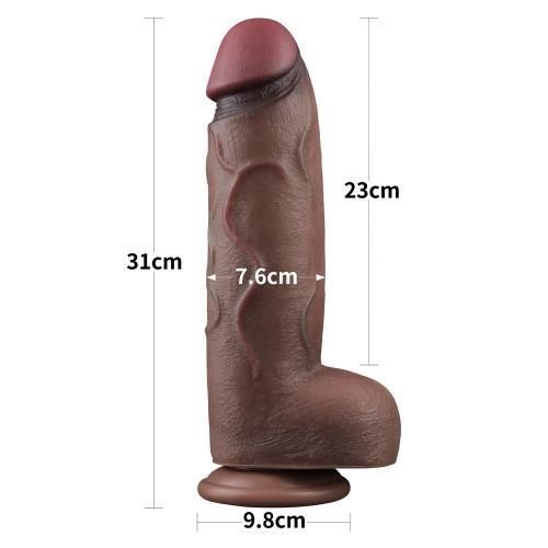 Фалоімітатор - Dual-Layered Silicone Cock XXL 12" Brown Sex Aura | Зображення 1
